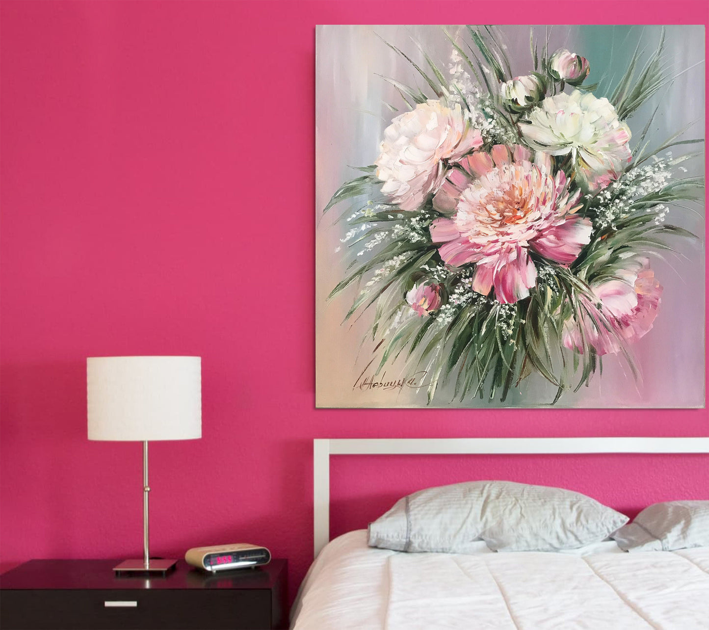 Commission Wedding Bouquet Painting on Canvas Custom Oil Painting Flowers Artwork Mother in Law Wedding Gift From Bride Flower Bouquet Art