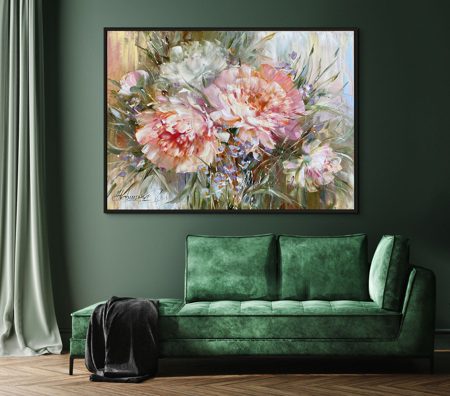 Peonies Oil Painting Original Art Work Pink Flowers Painting Canvas Peony Wall Art Flower Oil Painting Light Pink Wall Art Peony Painting