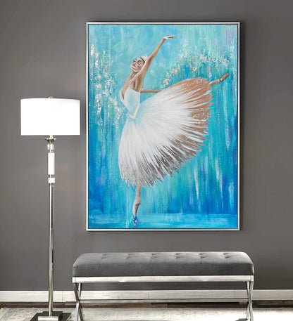 Dancing Ballerina Painting Original Ballet Dancer Painting Ballet Wall Art White Dress Ballerina Gift for Girl Ballerina Painting on Canvas