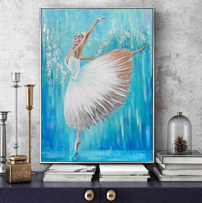 Dancing Ballerina Painting Original Ballet Dancer Painting Ballet Wall Art White Dress Ballerina Gift for Girl Ballerina Painting on Canvas