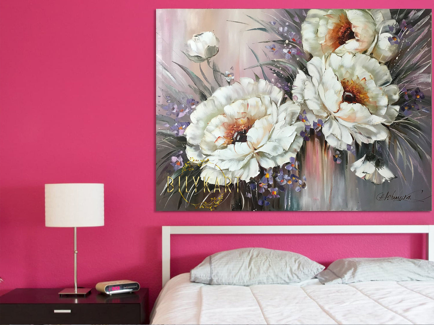 Abstract Flower Oil Painting Original Abstract Flowers Painting on Canvas Floral Wall Art White Flower Paintings Modern Abstract Floral Art