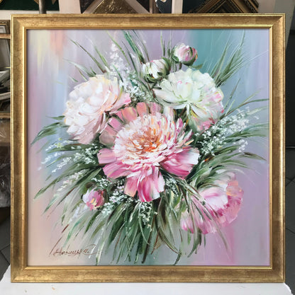 Commission Wedding Bouquet Painting on Canvas Custom Oil Painting Flowers Artwork Mother in Law Wedding Gift From Bride Flower Bouquet Art