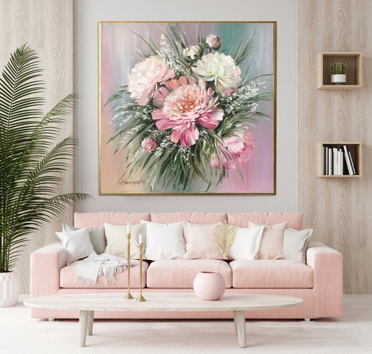Commission Wedding Bouquet Painting on Canvas Custom Oil Painting Flowers Artwork Mother in Law Wedding Gift From Bride Flower Bouquet Art