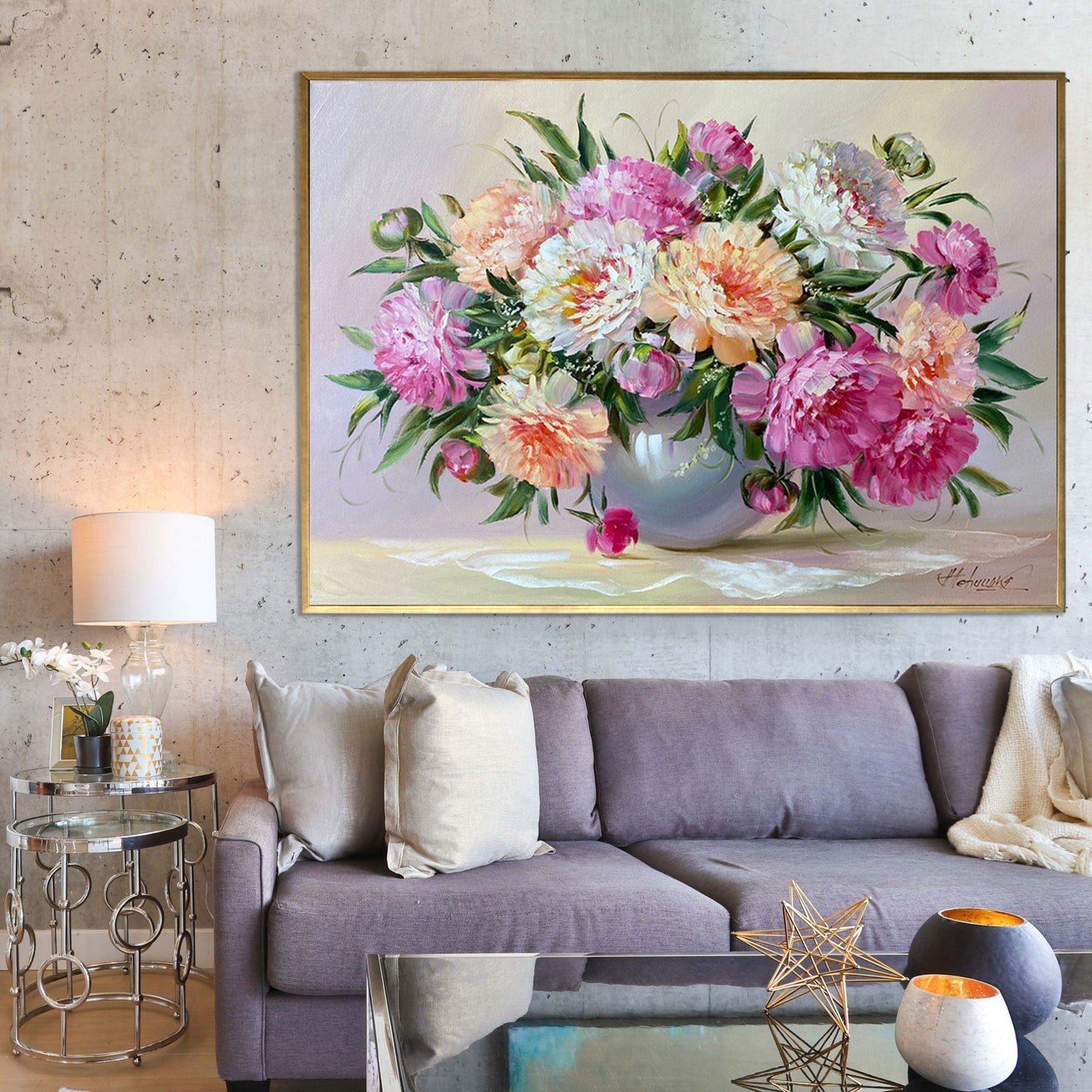 Large Peonies Oil Painting Original Peony Wall Art Pink Floral Room Decor Above Bed Art Large Floral Oil Painting Canvas Pink Peony Painting