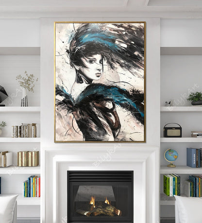 Abstract Woman Oil Painting Original Modern Woman Face Wall Art Abstract Figurative Canvas Painting Large Modern Woman Portrait Oil Painting