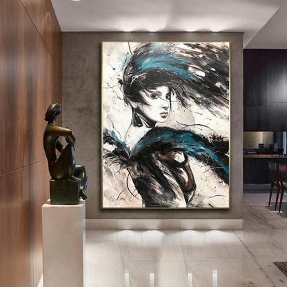 Abstract Woman Oil Painting Original Modern Woman Face Wall Art Abstract Figurative Canvas Painting Large Modern Woman Portrait Oil Painting