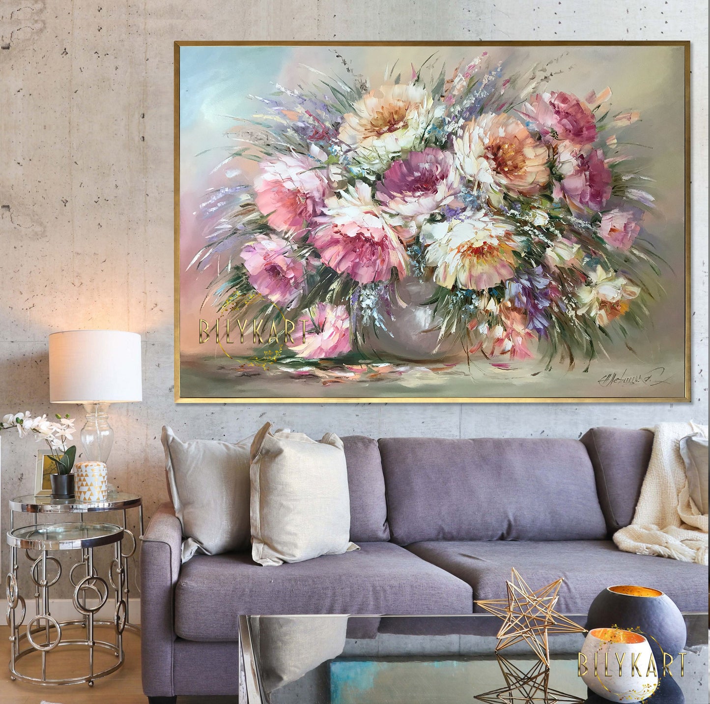 Peonies Flowers Painting on Canvas Peony Wall Art for Sale Flowers in Vase Oil Painting Original Peony Painting Framed Art