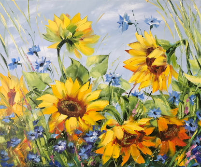 Ukraine Sunflower Oil Painting Original Art Work Sunflowers Painting on Canvas Ukrainian Flower Field Painting Ukraine Sunflower Artwork