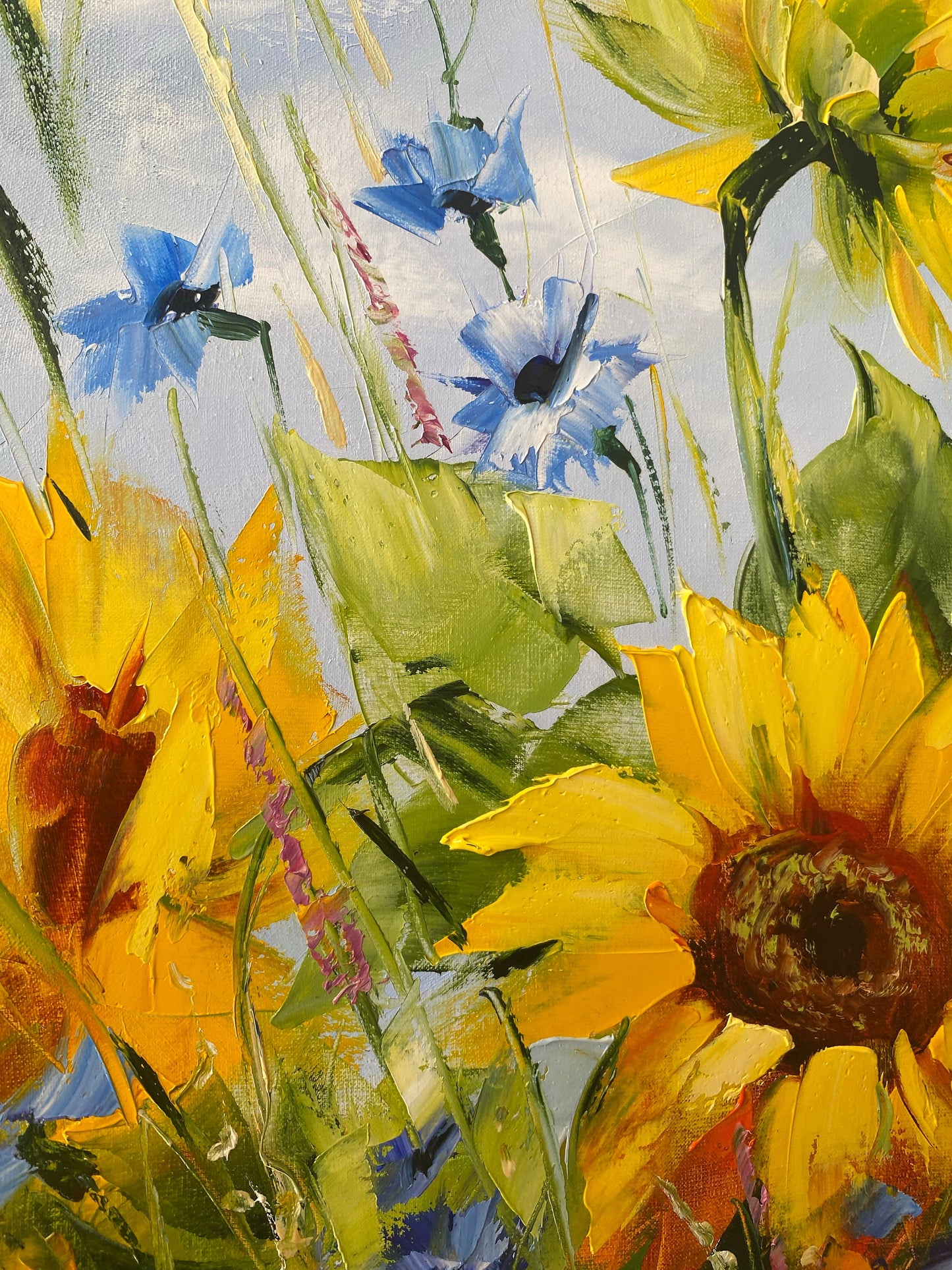 Ukraine Sunflower Oil Painting Original Art Work Sunflowers Painting on Canvas Ukrainian Flower Field Painting Ukraine Sunflower Artwork