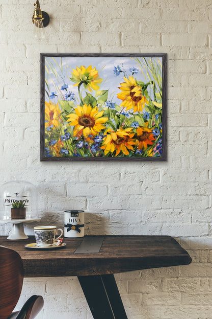 Ukraine Sunflower Oil Painting Original Art Work Sunflowers Painting on Canvas Ukrainian Flower Field Painting Ukraine Sunflower Artwork