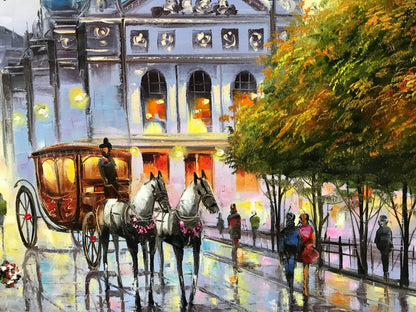 Large City Painting on Canvas European City Wall Art City Scape Oil Painting Original Architecture Painting European Street Scene Painting