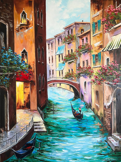 Original Venice Oil Painting on Canvas Venetian Art Italian Oil Painting Venice Artwork Italian Wall Art Ready To Ship Venice Canal Painting