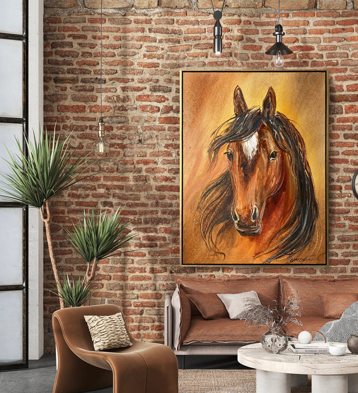 Large Horse Oil Painting Original Abstract Wild Horse Art Equestrian Painting Abstract Horse Head Artwork Large Brown Horse Painting Custom