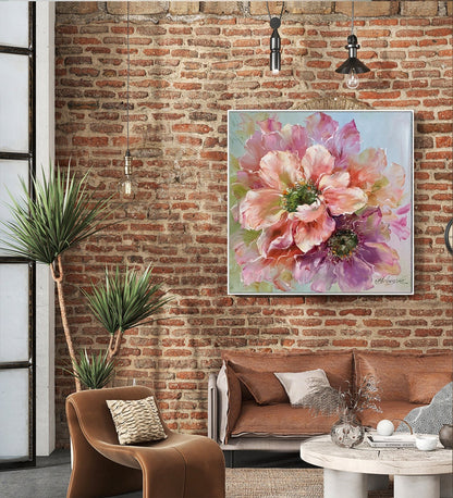 Large Floral Oil Painting Original Floral Art Work Abstract Flower Painting Large Textured Flower Canvas Wall Art Flowers Painting 36x36"