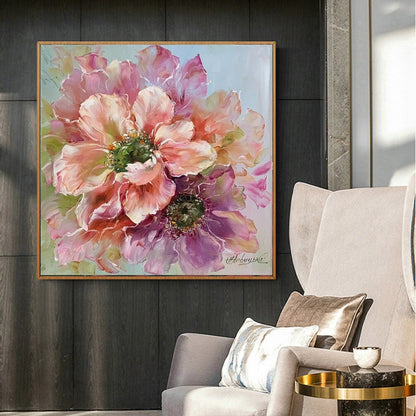 Large Floral Oil Painting Original Floral Art Work Abstract Flower Painting Large Textured Flower Canvas Wall Art Flowers Painting 36x36"