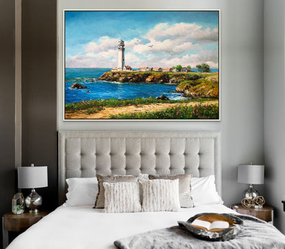 California Lighthouse Oil Painting Original California Landscape Wall Art California Coast Art Pigeon Point Lighthouse Canvas Painting