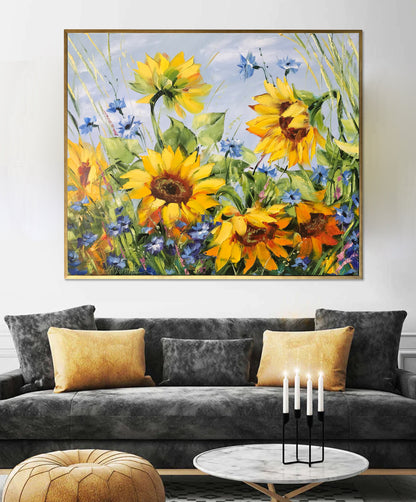 Ukraine Sunflower Oil Painting Original Art Work Sunflowers Painting on Canvas Ukrainian Flower Field Painting Ukraine Sunflower Artwork