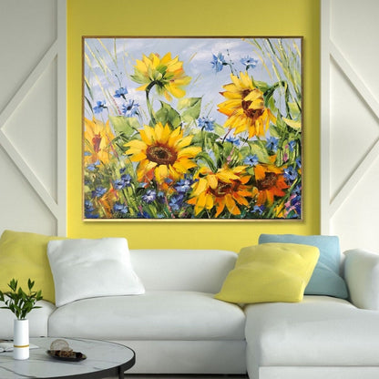 Ukraine Sunflower Oil Painting Original Art Work Sunflowers Painting on Canvas Ukrainian Flower Field Painting Ukraine Sunflower Artwork