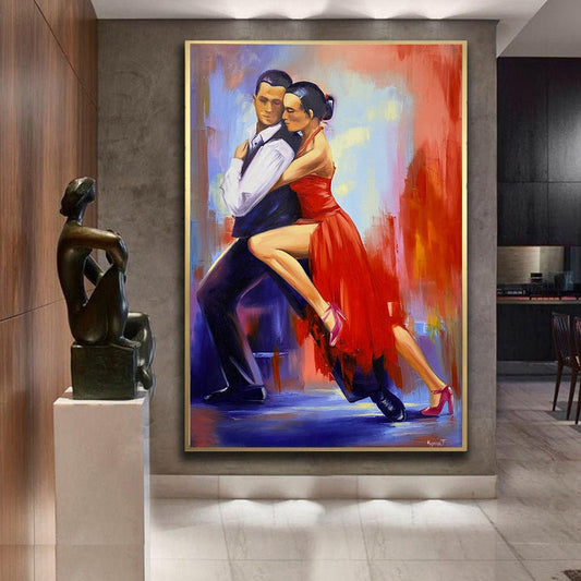 Dancing Couple Oil Painting Original Flamenco Dancer Romantic Painting for Bedroom Dance Art Couple in Love Art Romantic Couple Wall Art