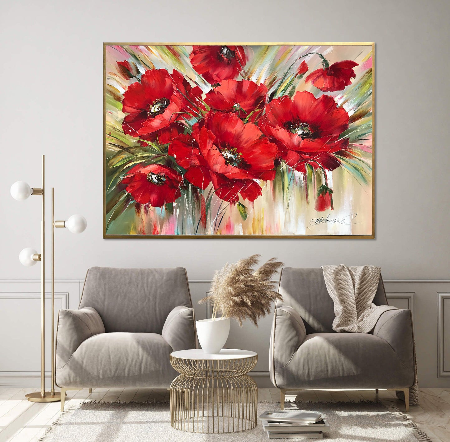 Ukrainian Poppy Oil Painting Original Art Work Ukraine Artist Ukrainian Painting Abstract Poppies Wall Art Red Poppy Flower Painting Canvas