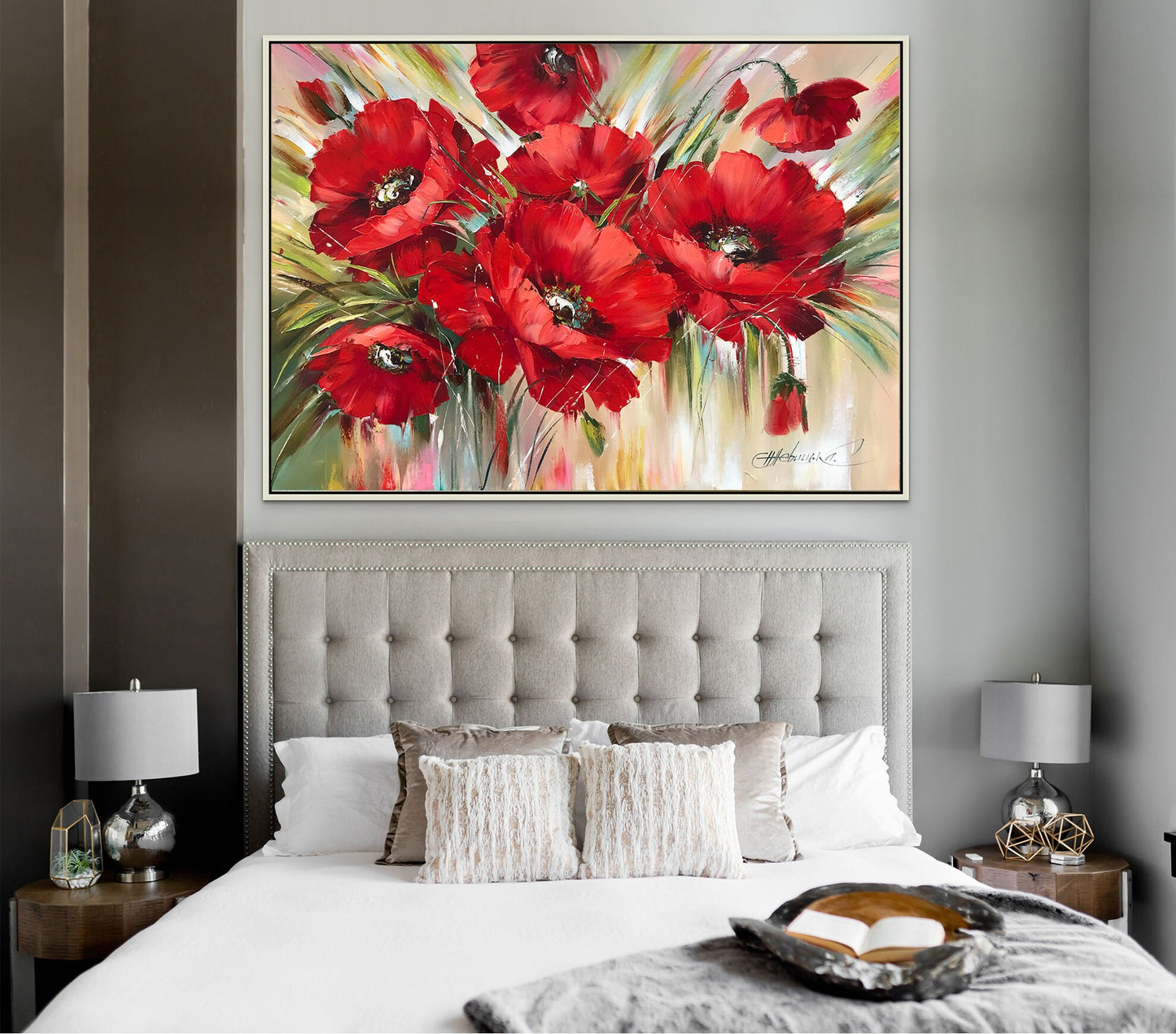 Ukrainian Poppy Oil Painting Original Art Work Ukraine Artist Ukrainian Painting Abstract Poppies Wall Art Red Poppy Flower Painting Canvas