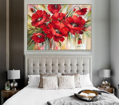 Ukrainian Poppy Oil Painting Original Art Work Ukraine Artist Ukrainian Painting Abstract Poppies Wall Art Red Poppy Flower Painting Canvas