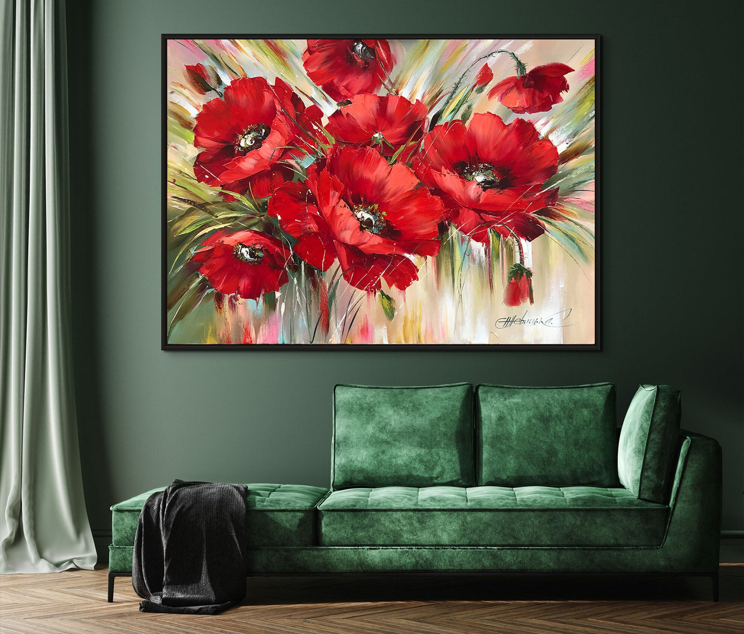 Ukrainian Poppy Oil Painting Original Art Work Ukraine Artist Ukrainian Painting Abstract Poppies Wall Art Red Poppy Flower Painting Canvas