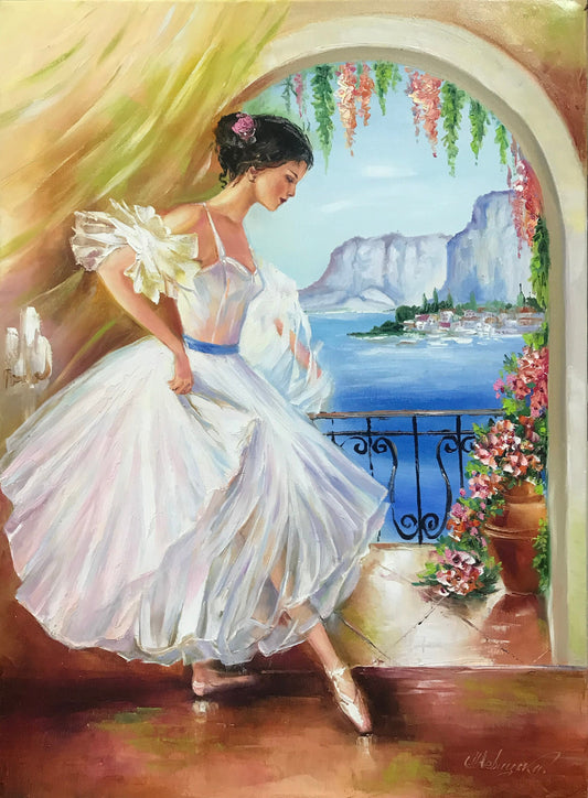 Ballerina Painting Original Ballet Dancer Painting on Canvas Ballerina Wall Art Bridgerton Painting Framed Dance Studio Decor Ballet Art