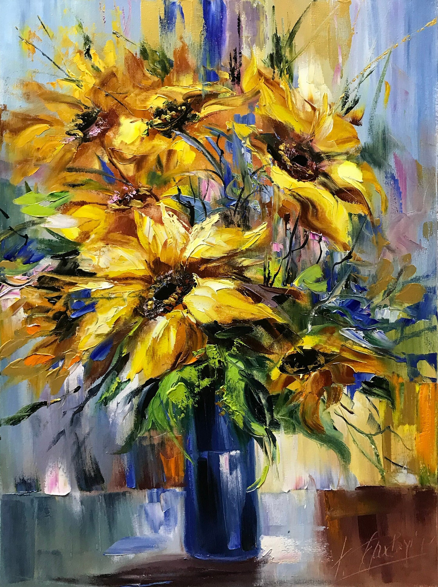 Ukraine Sunflower Oil Painting Original Artwork Abstract Sunflowers Painting on Canvas Ukrainian Painting Made in Ukraine Sunflower Artwork