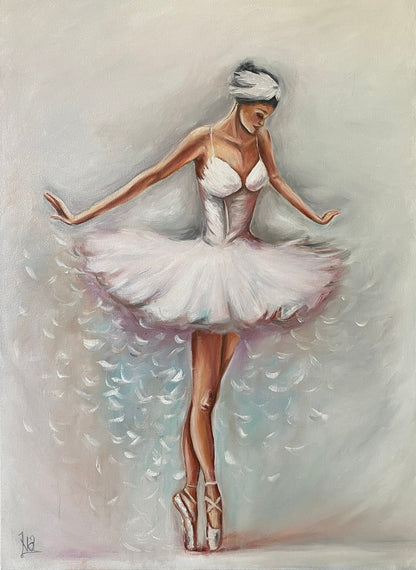 Dancing Ballerina Oil Painting Original White Ballerina Room Decor Ballet Wall Art Dancer Girl Gift Abstract Ballerina Painting on Canvas