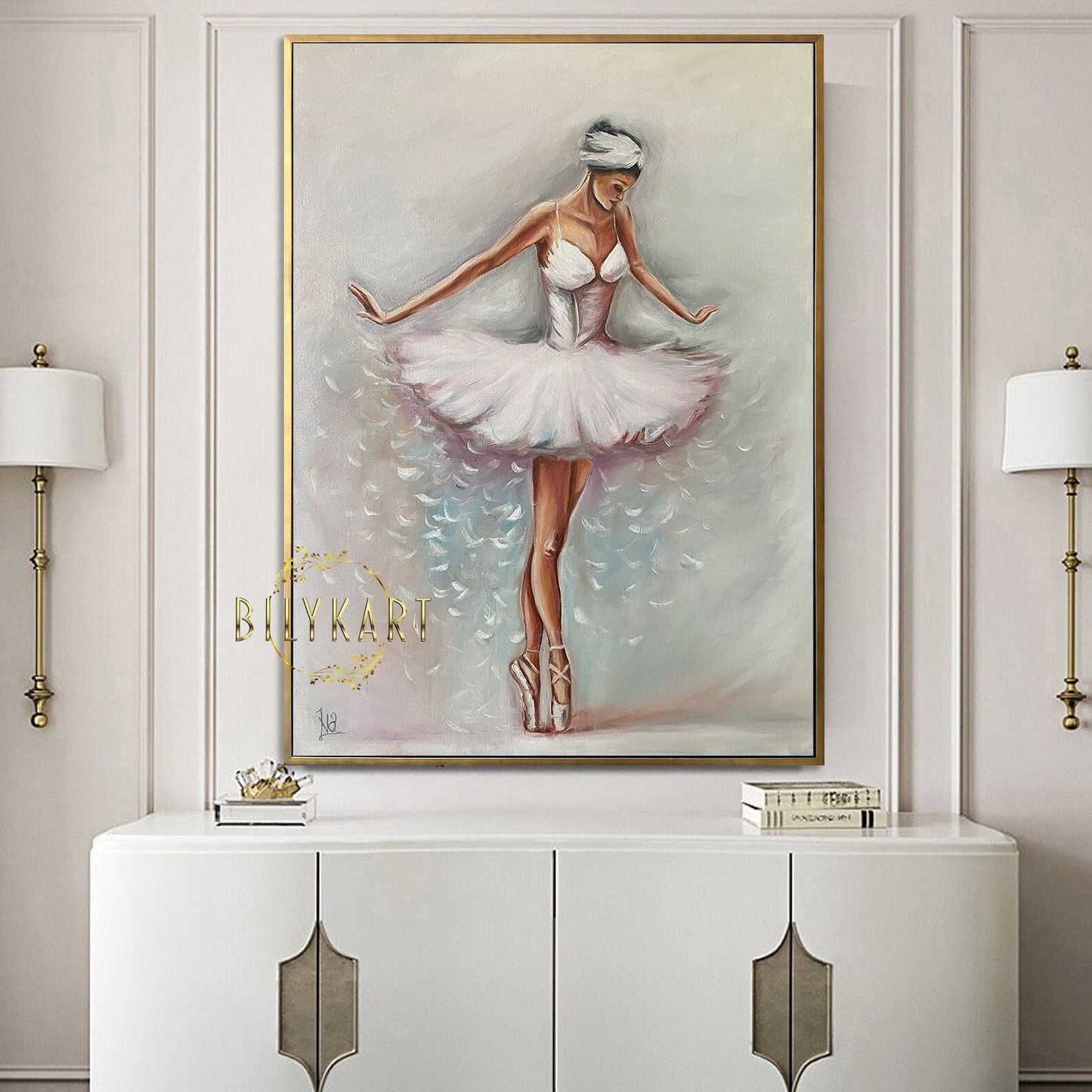 Dancing Ballerina Oil Painting Original White Ballerina Room Decor Ballet Wall Art Dancer Girl Gift Abstract Ballerina Painting on Canvas