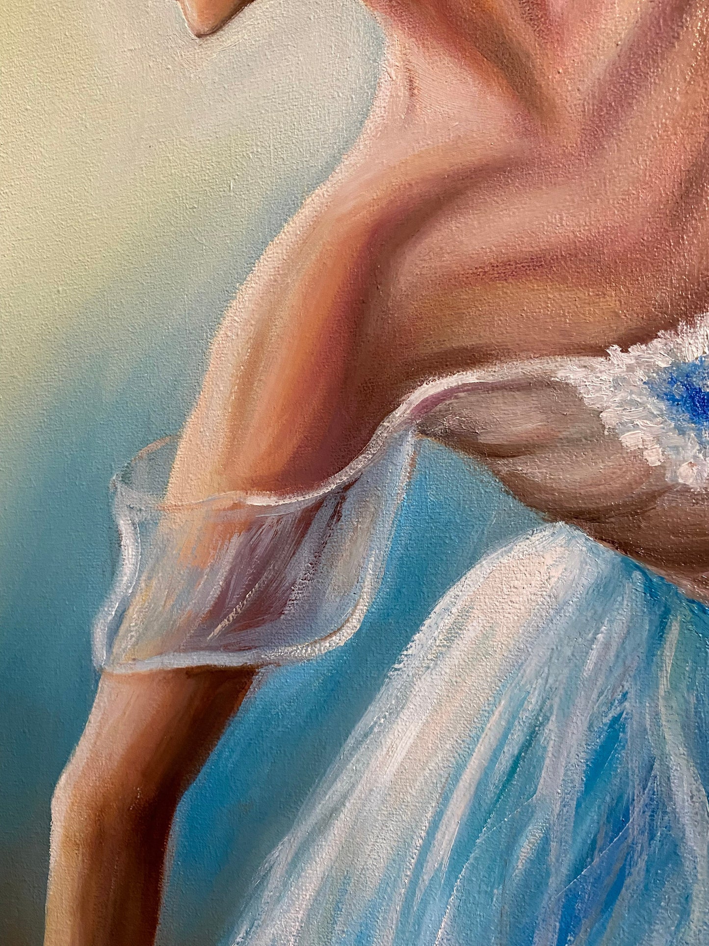 Ballet Dancer Oil Painting Original Ballerina Canvas Wall Art Dancing Ballerina Oil Painting Handmade Artwork Girl in Blue Dress Painting