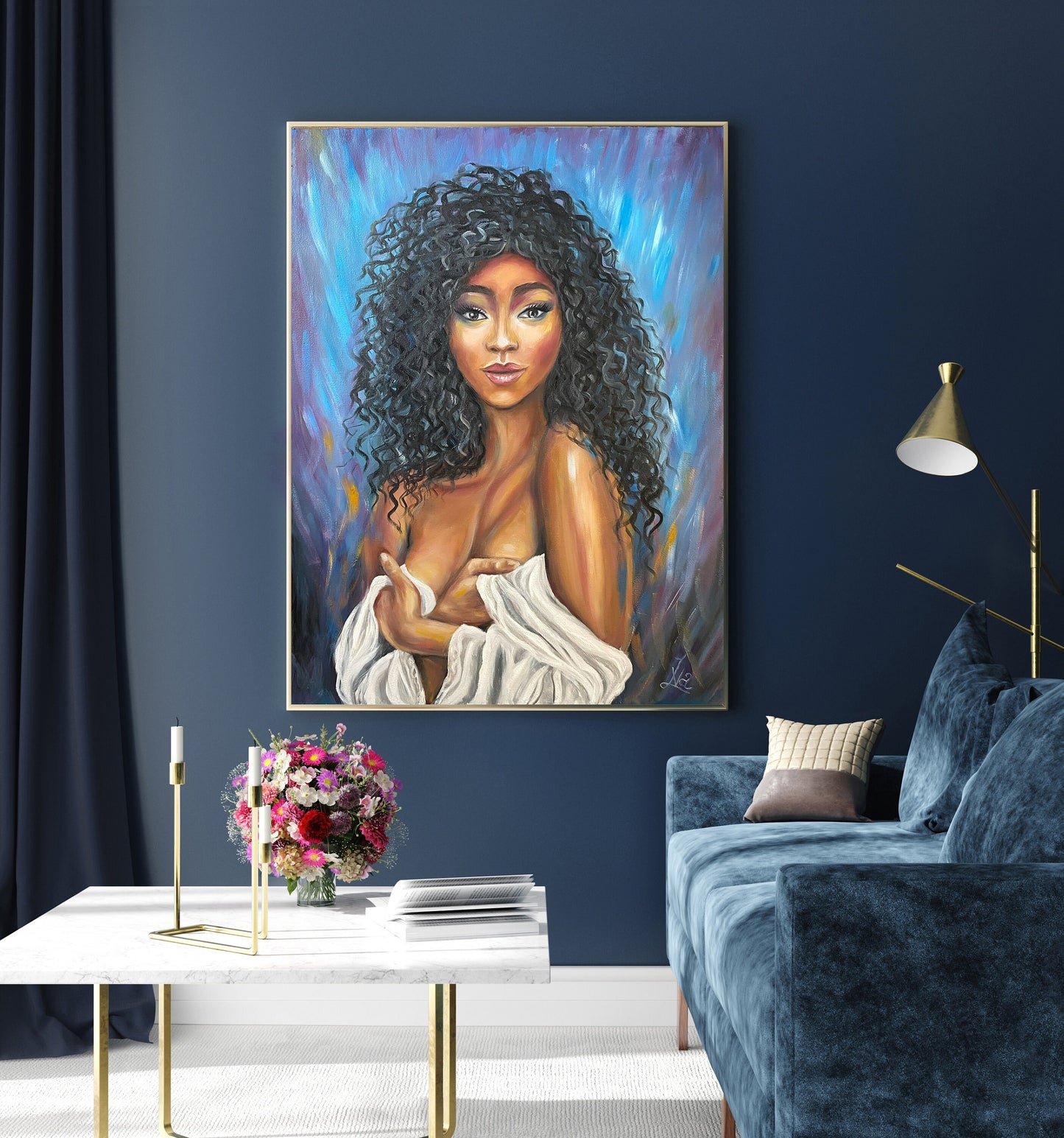 African American Oil Painting Original Abstract African Art Naked Woman Painting on Canvas Contemporary African American Woman Wall Art