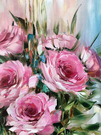 Custom Wedding Bouquet Painting from Photo Custom Flower Oil Painting 25th Wedding Anniversary Gift for Couple Pink Flower Painting Canvas