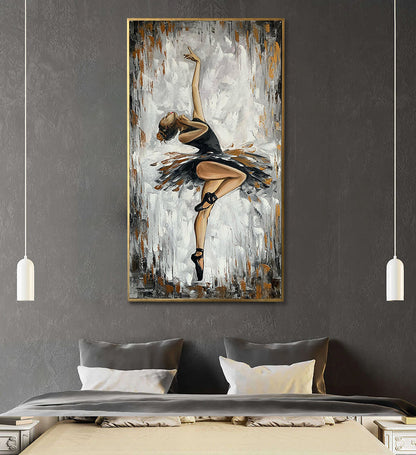 Abstract Ballerina Oil Painting Original Black Ballerina Wall Art Dancing Girl Art Ballet Painting Extra Large Ballerina Painting on Canvas