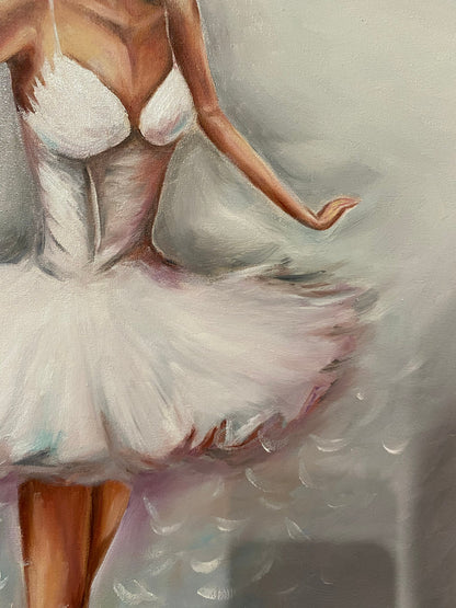 Dancing Ballerina Oil Painting Original White Ballerina Room Decor Ballet Wall Art Dancer Girl Gift Abstract Ballerina Painting on Canvas