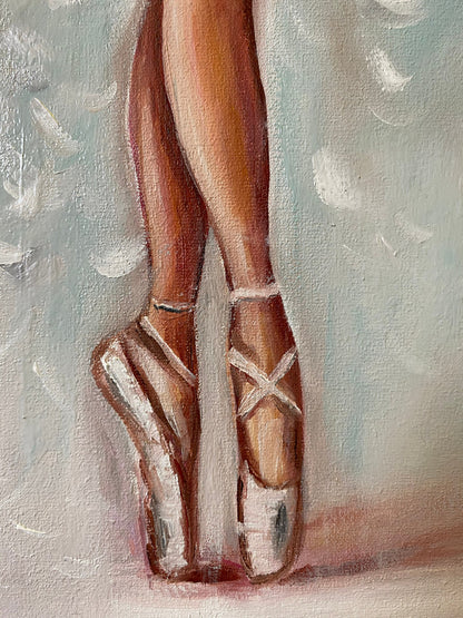 Dancing Ballerina Oil Painting Original White Ballerina Room Decor Ballet Wall Art Dancer Girl Gift Abstract Ballerina Painting on Canvas