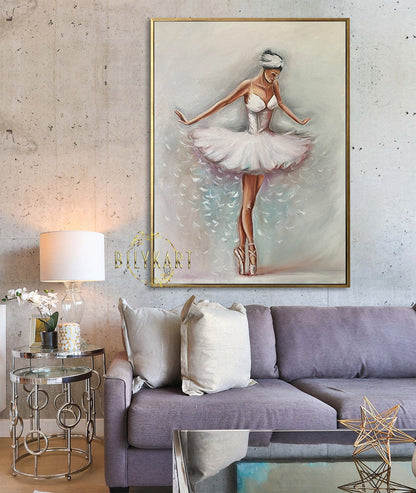 Dancing Ballerina Oil Painting Original White Ballerina Room Decor Ballet Wall Art Dancer Girl Gift Abstract Ballerina Painting on Canvas