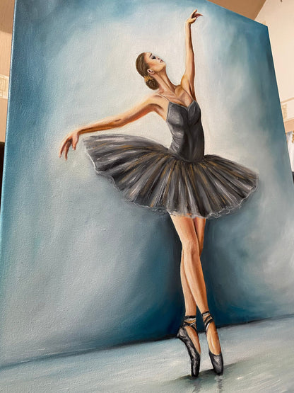 Ballet Dancer Oil Painting Original Ballet Wall Art Black Ballerina Painting Dancing Woman Wall Art Ballet Artwork Ballerina Painting Canvas