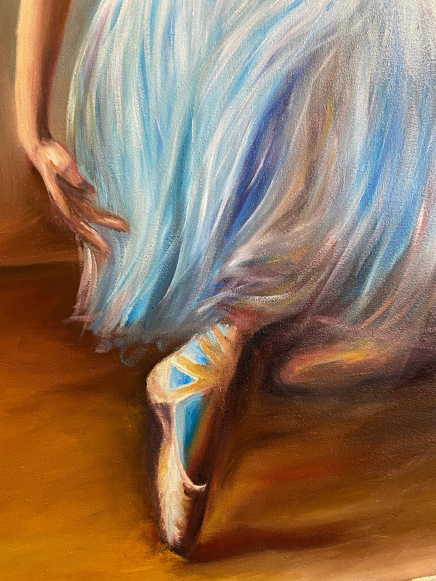 Ballet Dancer Oil Painting Original Ballerina Canvas Wall Art Dancing Ballerina Oil Painting Handmade Artwork Girl in Blue Dress Painting