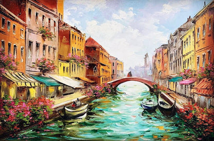 Venice Oil Painting Italy Canvas Art Venetian Painting Italian Artwork Venetian Art Italian Wall Art Decor Original Venice Canal Painting