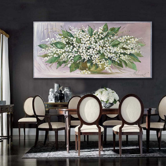 Lily of the Valley Painting Spring Flowers Wall Art Dining Room Decor For Walls Textured Flower Painting Lillies Of The Valley Wall Decor