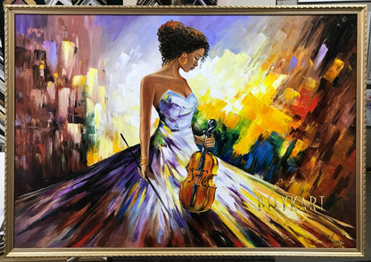 Abstract Women Paintings on Canvas Abstract Woman Wall Art African Girl in Dress Oil Painting Original Women Artwork Elegant Paintings