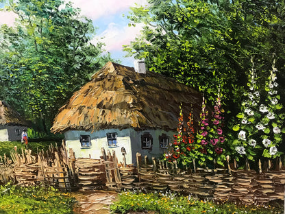 Ukrainian Village Painting Original Ukrainian Landscape Painting on Canvas Ukraine Wall Decor Ukraine Artist Paintings Ukrainian Folk Art