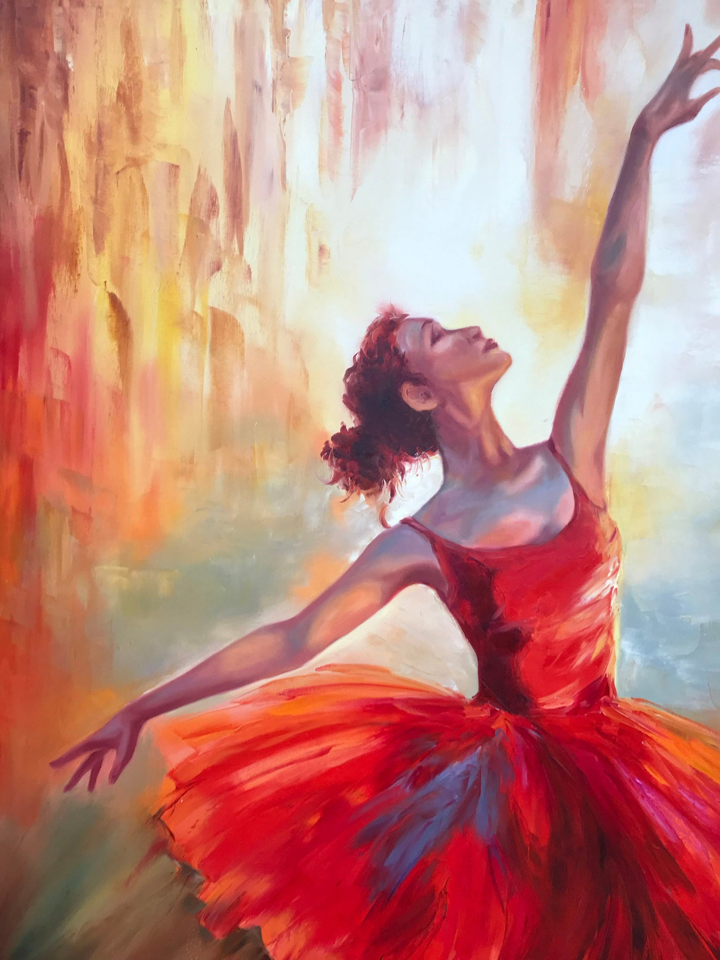 Custom Ballerina Oil Painting Original Commission Painting Ballerina Vertical Wall Art Fine Art Painting Red Wall Art Ballerina Room Decor