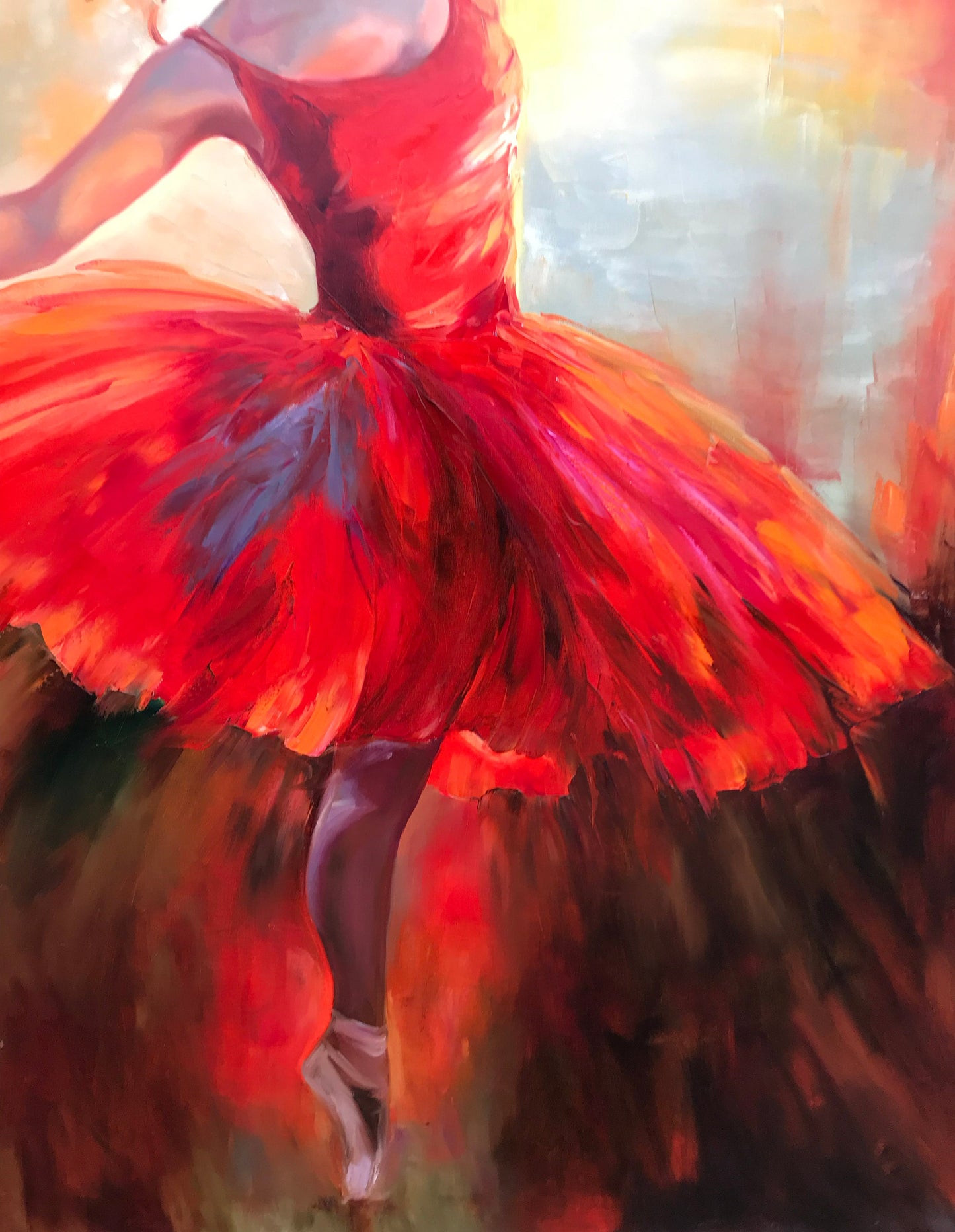 Custom Ballerina Oil Painting Original Commission Painting Ballerina Vertical Wall Art Fine Art Painting Red Wall Art Ballerina Room Decor