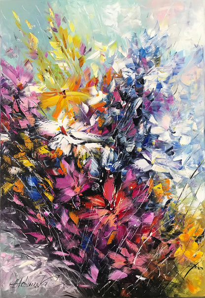 Large Flower Paintings on Canvas Abstract Flower Wall Decor Large Floral Contemporary Painting Vibrant Abstract Flower Paintings Original