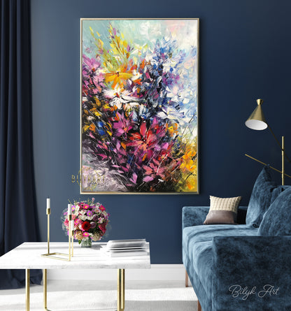 Large Flower Paintings on Canvas Abstract Flower Wall Decor Large Floral Contemporary Painting Vibrant Abstract Flower Paintings Original