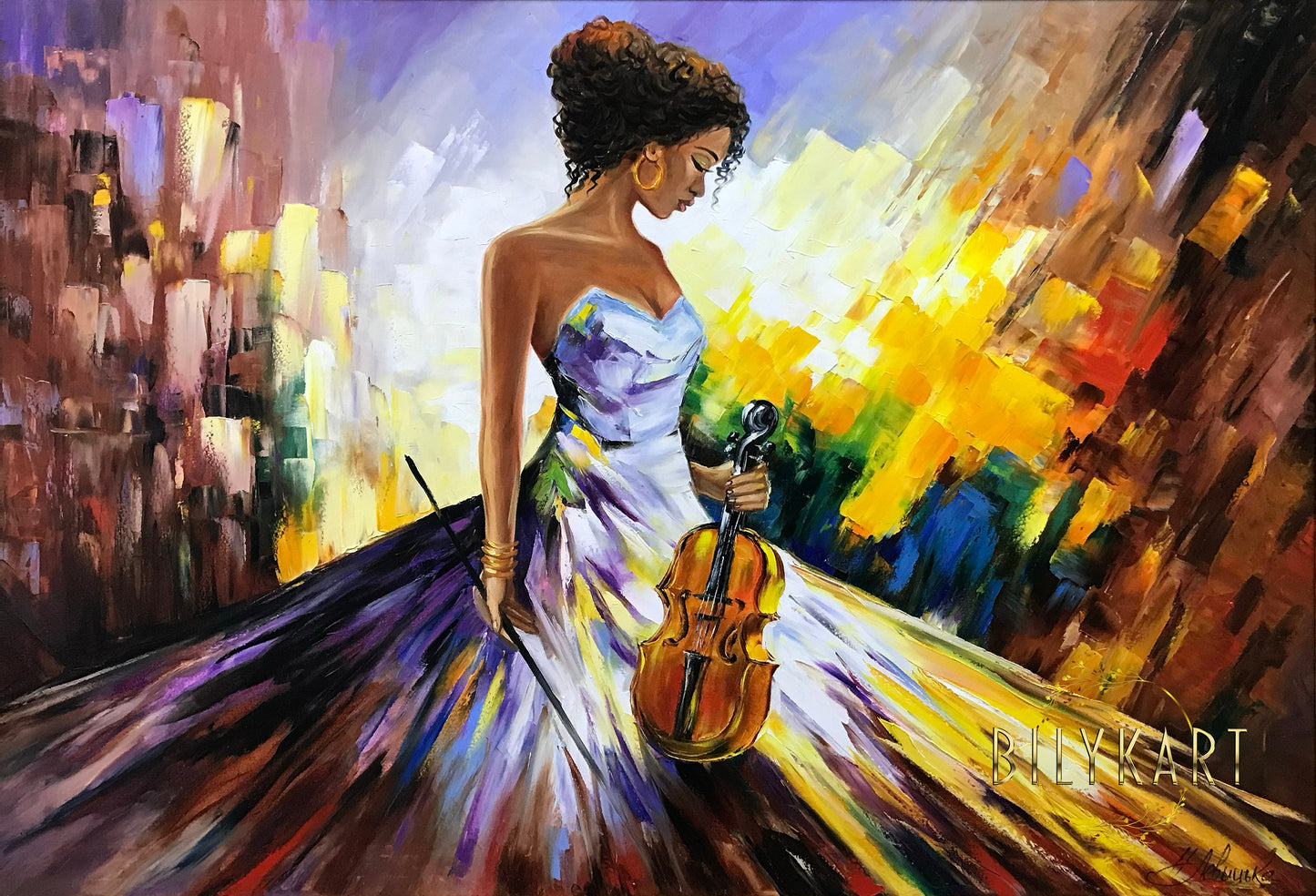 Abstract Women Paintings on Canvas Abstract Woman Wall Art African Girl in Dress Oil Painting Original Women Artwork Elegant Paintings