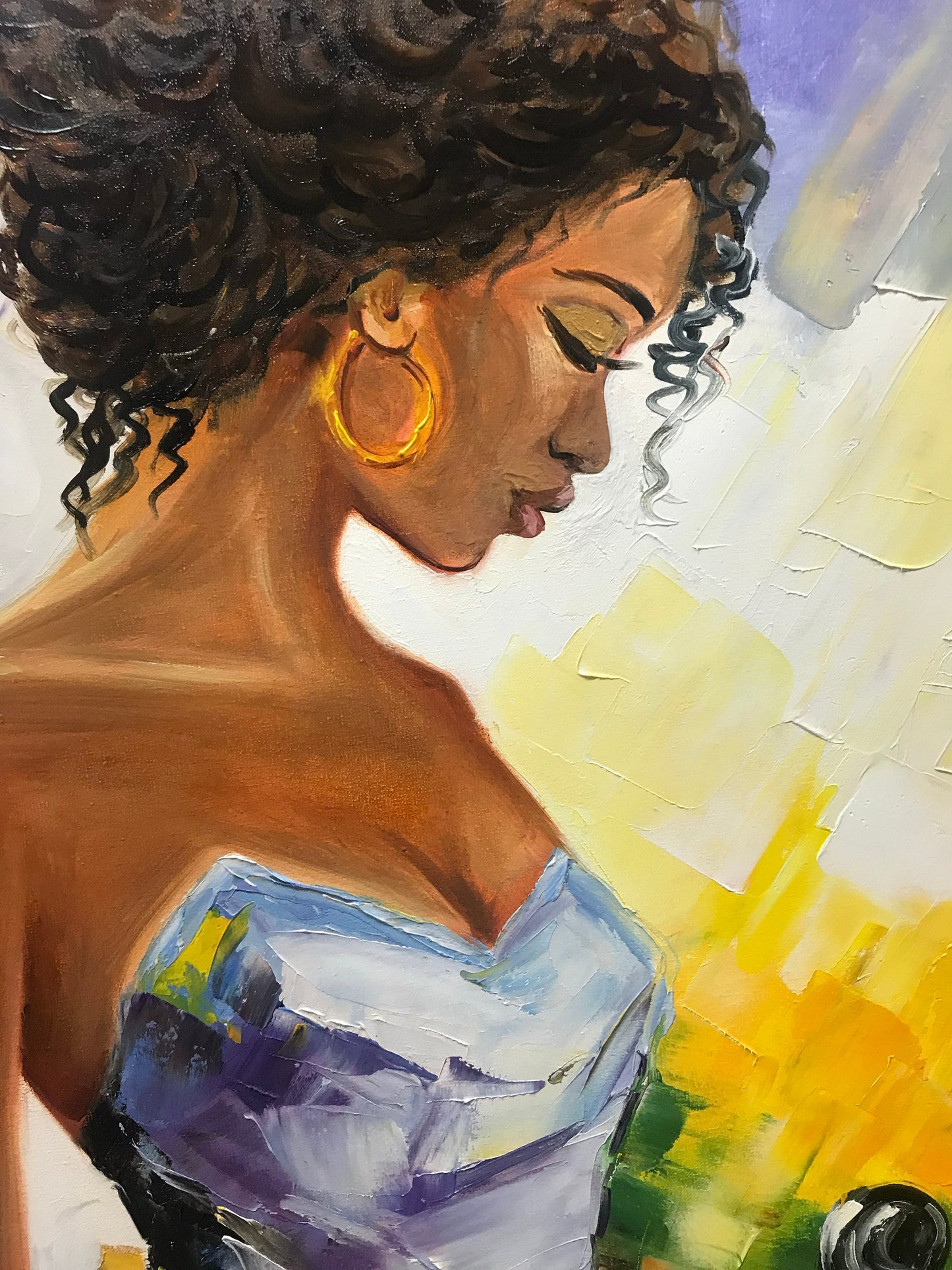 Abstract Women Paintings on Canvas Abstract Woman Wall Art African Girl in Dress Oil Painting Original Women Artwork Elegant Paintings